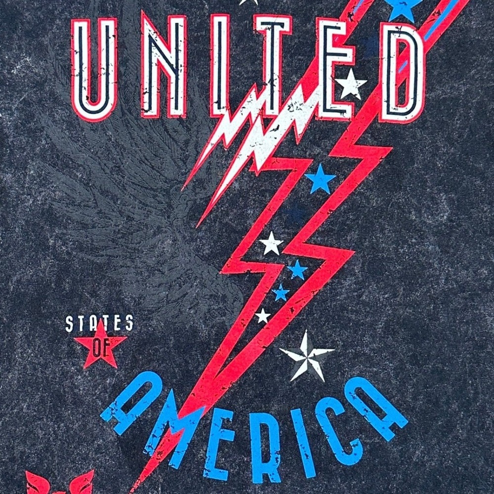 VTG United States of America 1776 Acid‎ Wash Graphic TShirt Med Black Patriotic